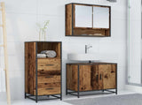 Bathroom Furniture Set with Door 3 pcs Old Wood Engineered Wood 3402444