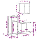 ZNTS 3 Piece Bathroom Furniture Set Brown Oak Engineered Wood 3300949