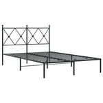 ZNTS Metal Bed Frame without Mattress with Headboard Black 120x200cm 376500
