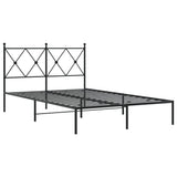ZNTS Metal Bed Frame without Mattress with Headboard Black 120x200cm 376500