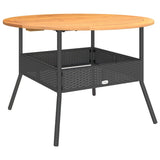 Garden Table with Acacia Wood Top Black 110x71 cm Poly Rattan 368625