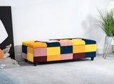 114 x 47 x 47cm Velvet Storage Ottoman, Button-tufted Footstool Box, Toy Chest with Lid for Living T3398P328282