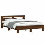 Bed Frame with LED without Mattress Brown Oak 150x200 cm King Size 3207545