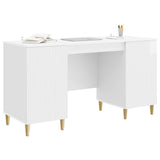Desk High Gloss White 142.5 x 50 x 75 cm Engineered Wood 3414598