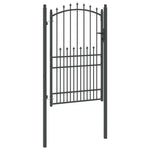 Fence Gate with Spikes Grey 200 x 100 cm Powder-coated steel 42009021