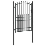 Fence Gate with Spikes Grey 200 x 100 cm Powder-coated steel 42009021