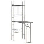 ZNTS 3 Piece Folding Dining Set with Storage Rack MDF and Steel Black 284404