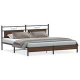 Metal Bed Frame without Mattress Brown Oak 193x201 cm 3325129