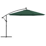 Cantilever Garden Parasol with LED Lights and Metal Pole 350 cm Green 44524
