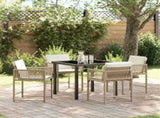 Garden Dining Set 5 pcs Beige Poly Rattan 3380757