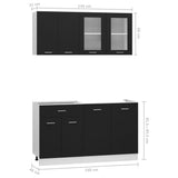 ZNTS 4 Piece Kitchen Cabinet Set Black Engineered Wood 3067656