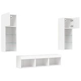 5 Piece TV Wall Units with LED White Engineered Wood 3216597