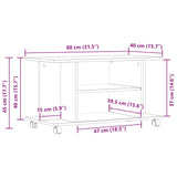 ZNTS TV Cabinet with Castors Old Wood 80x40x45 cm Engineered Wood 855790