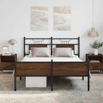Bed Frame without Mattress Brown Oak 137x190 cm Engineered Wood 4107033