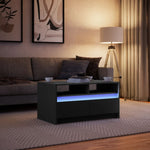 ZNTS Coffee Table with LED Lights Black Engineered Wood 851992