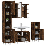 4 Piece Bathroom Cabinet Set Smoked Oak Engineered Wood 3187612