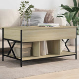 Coffee Table Sonoma Oak 100x55x50 cm Engineered Wood and Metal 845337