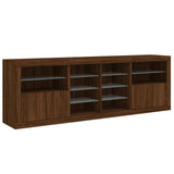 Sideboard with LED Lights Brown Oak 202x37x67 cm 3209050