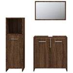 ZNTS 3 Piece Bathroom Furniture Set Brown Oak Engineered Wood 3154408