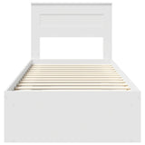 Bed Frame with Headboard White 75 x 190 cm Solid Pine Wood 3409815