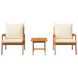 Bistro Set with Cushion 3 pcs Brown Solid Acacia Wood 4106456