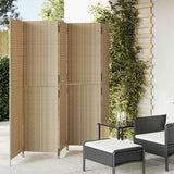 Room Divider 5 Panels Beige Poly Rattan 365351