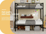 Black reinforced metal bunk bed with iron art on top and bottom, dormitory/children's room double W3987P434159