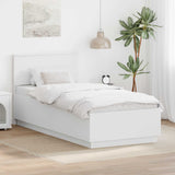 Bed Frame with Headboard White 100 x 200 cm Engineered Wood 3408194