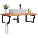 Basin Shelf Wall Mounted Steel and Solid Wood Beech 3302531
