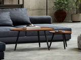 Nesting Coffee Table Set of 2, 80cm Modern Stacking End Side Table with Metal Legs for Living Room T3398P377875