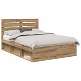 Bed Frame Artisian Oak 140 x 200 cm Solid Pine Wood 3411414