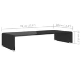 244136 TV Stand/Monitor Riser Glass Black 70x30x13 cm