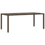 Garden Table with Glass Top Brown 190x90x75 cm Poly Rattan 365593