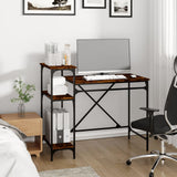 Desk with Shelves Smoked Oak 105x50x90 cm Engineered Wood&Iron 826716