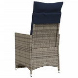 Reclining Garden Chair with Cushions Grey Poly Rattan 365663