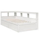 Bookcase Bed without Mattress White 75x190cm Solid Wood Pine 3324485