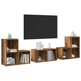 TV Cabinet Set Wall-mounted 6 pcs Old Wood Engineered Wood 3393162