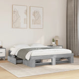 ZNTS Bed Frame without Mattress Grey Sonoma 160x200 cm Engineered Wood 3295462