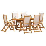 7 Piece Garden Dining Set Solid Wood Acacia and Textilene 3279281