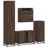 4 Piece Bathroom Furniture Set Brown Oak Engineered Wood 3301244