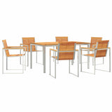 Garden Dining Set 7 pcs Solid Acacia Wood and Stainless Steel 3334810