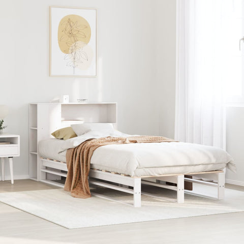 Bookcase Bed without Mattress White 100x200 cm Solid Wood 3323903