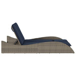 Sun Lounger with Cushions Grey 114x205x73 cm Poly Rattan 368293