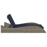 Sun Lounger with Cushions Grey 114x205x73 cm Poly Rattan 368293