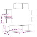 ZNTS 7 Piece TV Cabinet Set Wall-mounted Old Wood Engineered Wood 3329013