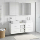 Bathroom Furniture Set 5 pcs White Engineered Wood and Glass 3406767