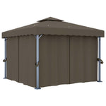 ZNTS Gazebo with Curtain&LED String Lights 3x3 m Taupe 3070349