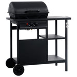 Gas BBQ Grill with 3-layer Side Table Black 47390