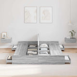 Storage Bed Frame Grey Sonoma 140 x 190 cm Engineered Wood 3335314