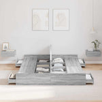 Storage Bed Frame Grey sonoma 140 x 190 cm Engineered wood 3335314